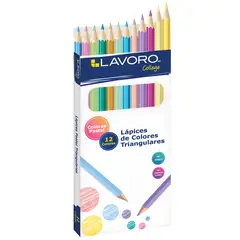 LAVORO - Lápices de colores 12 triangulares, colores pastel