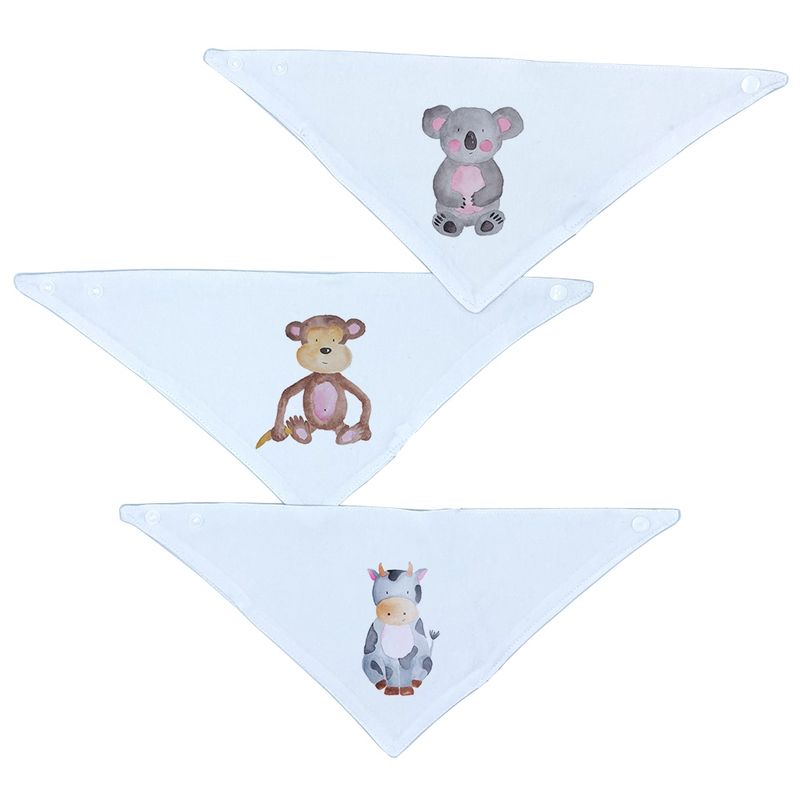 TUYO PRINT - Set 3 Baberos - Bandanas - Animales Acuarela - Tuyo Print