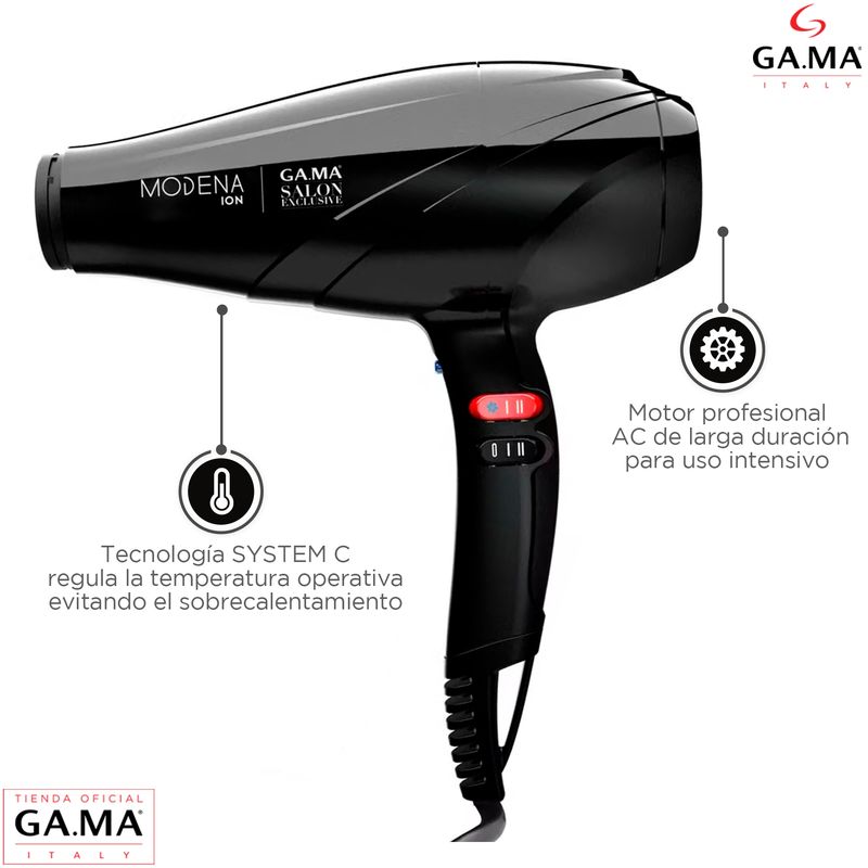 GAMA - Secador De Pelo Gama Profesional Salon Exclusive Modena Ion Plus