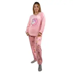 MEDIA LUNA - Pijama Mujer Polar de Invierno Diseño Unicornio Rosa