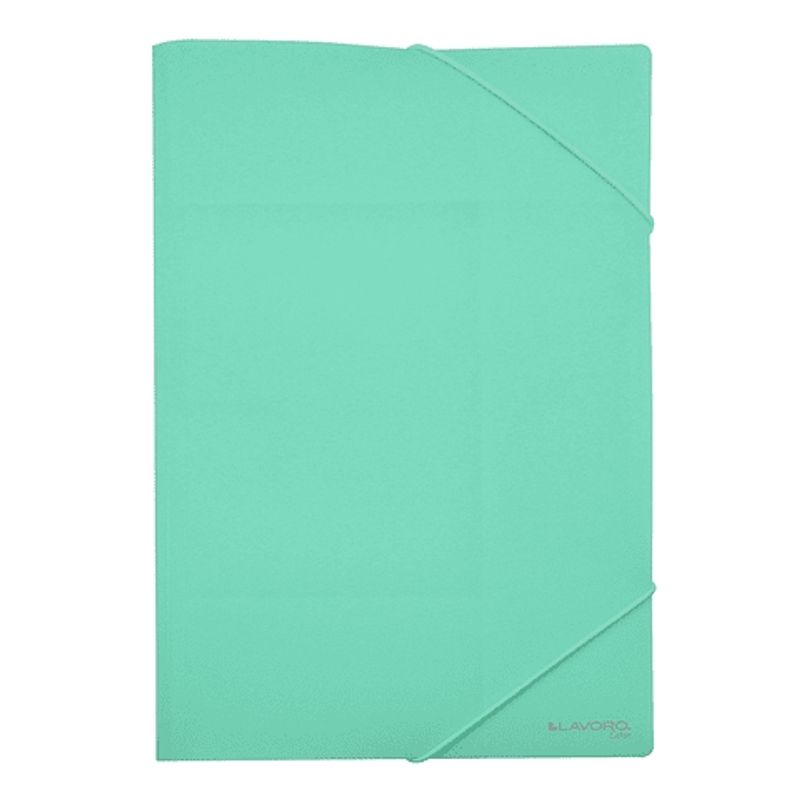 LAVORO - Carpeta portadocumentos plástica verde pastel con elástico