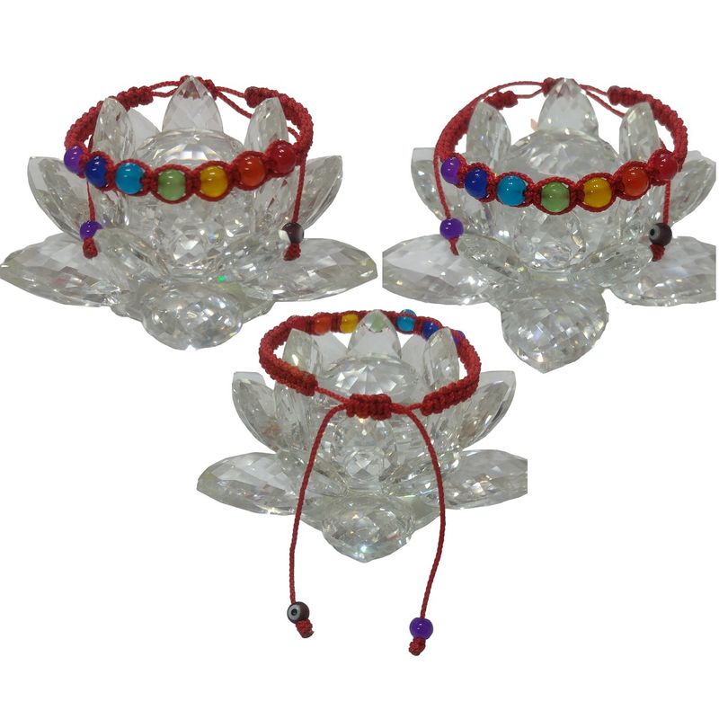 GENERICO - Pulsera tejida de hilo rojo con los 7 Chakras