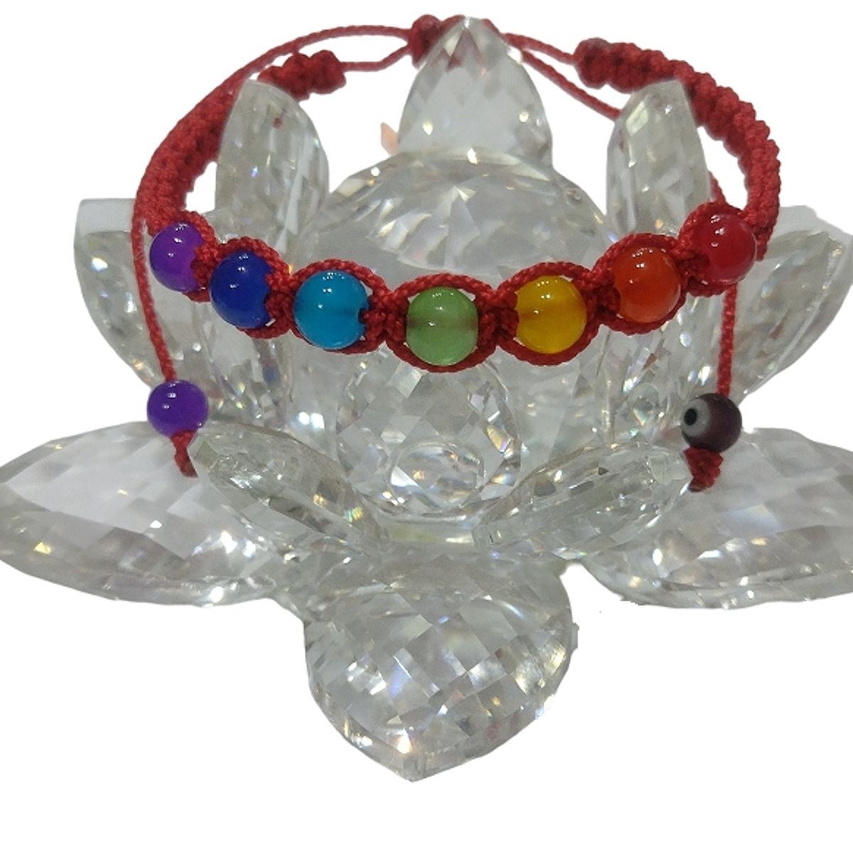 GENERICO - Pulsera tejida de hilo rojo con los 7 Chakras