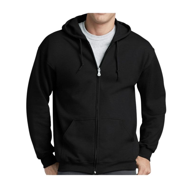 CURSOR - Poleron De Algodon Canguro Con Cierre Unisex Para Estampar - Negro - L