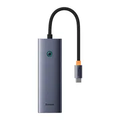 BASEUS - Adaptador HUB 4 en 1 USB-C a USB X3 + Ethernet RJ45 Gris espacial
