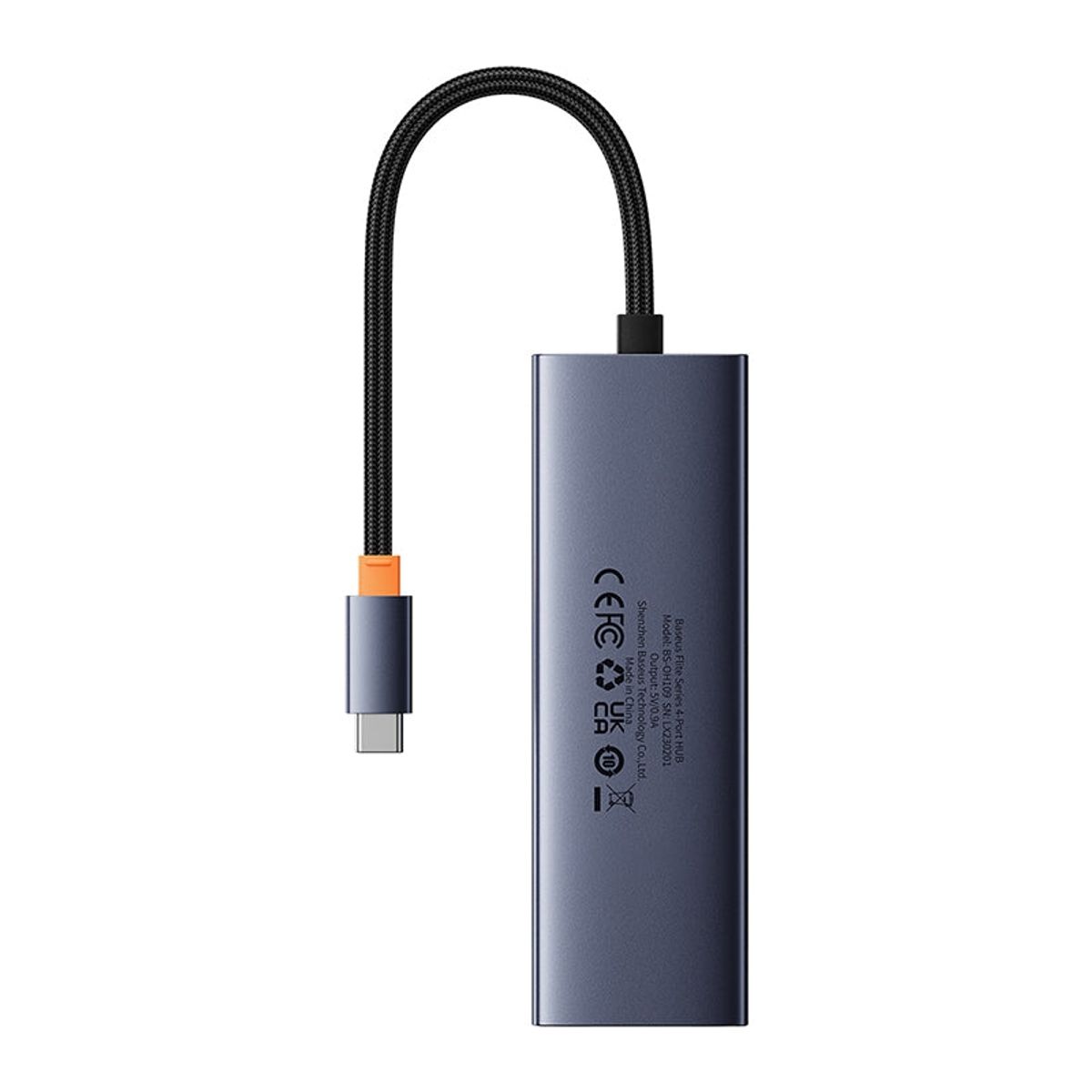 BASEUS - Adaptador Baseus HUB 4 en 1 USB-C a USB X3 + Ethernet RJ45 Gris espacial