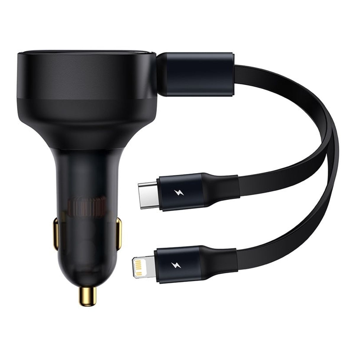 BASEUS - Cargador Rápido para Auto Baseus 2 en 1  USB C y Lightning 30W Negro