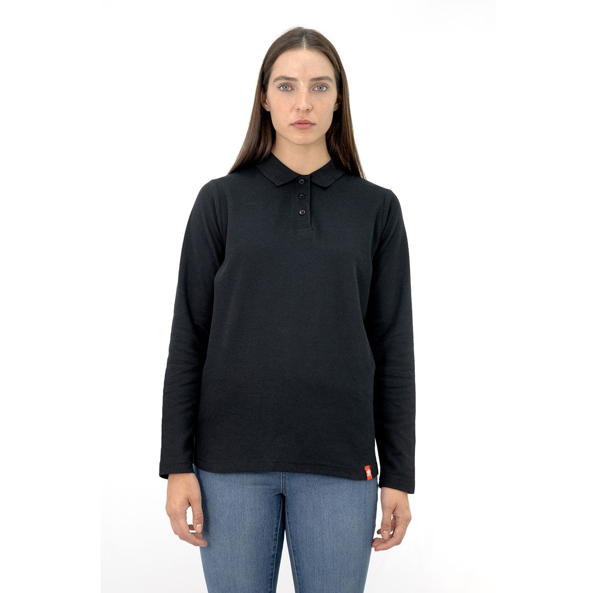 QUEBEC - Polera Pique Quebec Manga Larga Negro Mujer