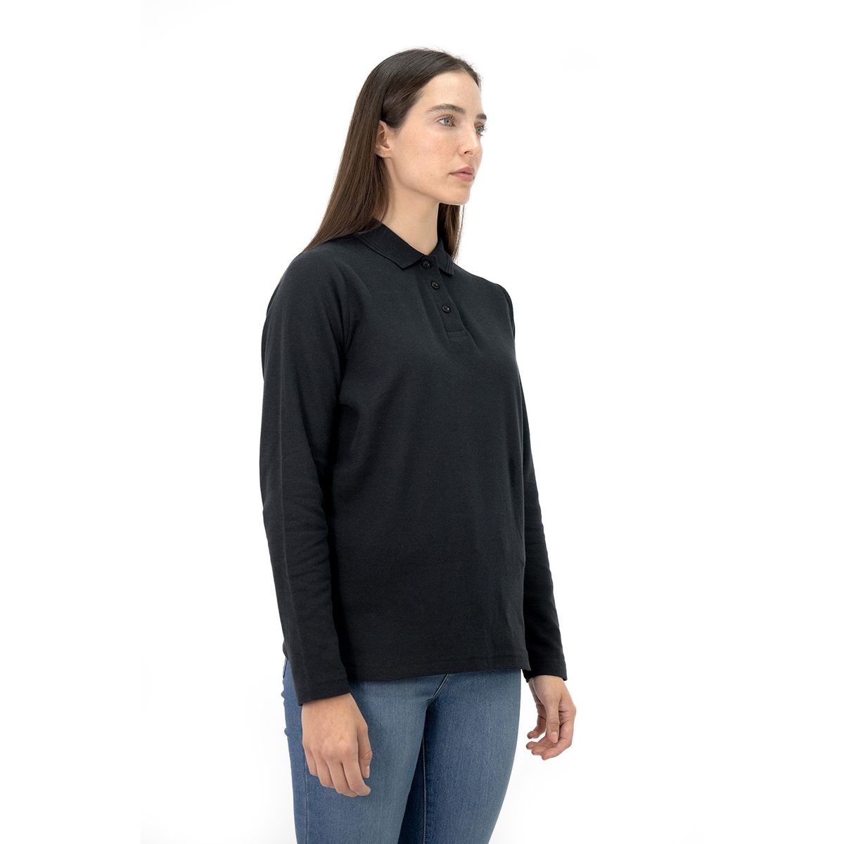 QUEBEC - Polera Pique Quebec Manga Larga Negro Mujer