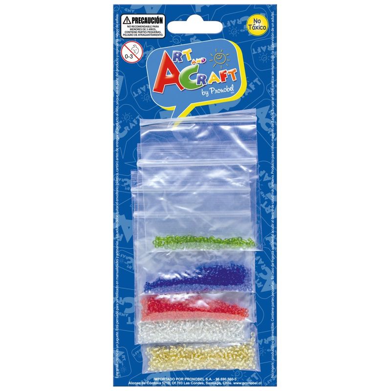 ART AND CRAFT - Set 5 bolsitas de mostacilla colores surtidos