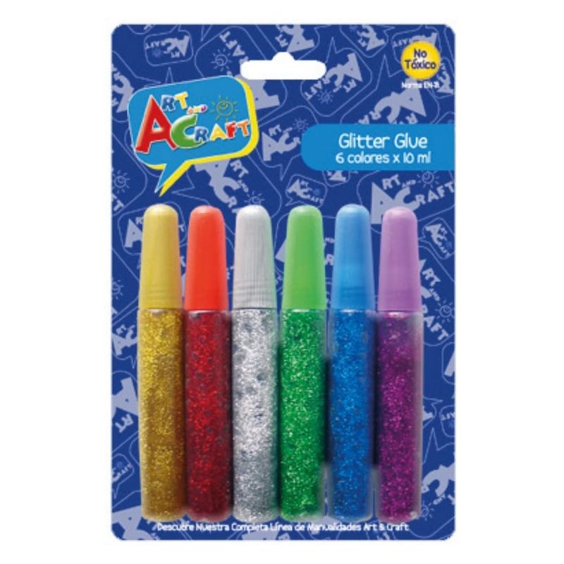 ART AND CRAFT - Set glitter glue 6 colores, x 10 ml