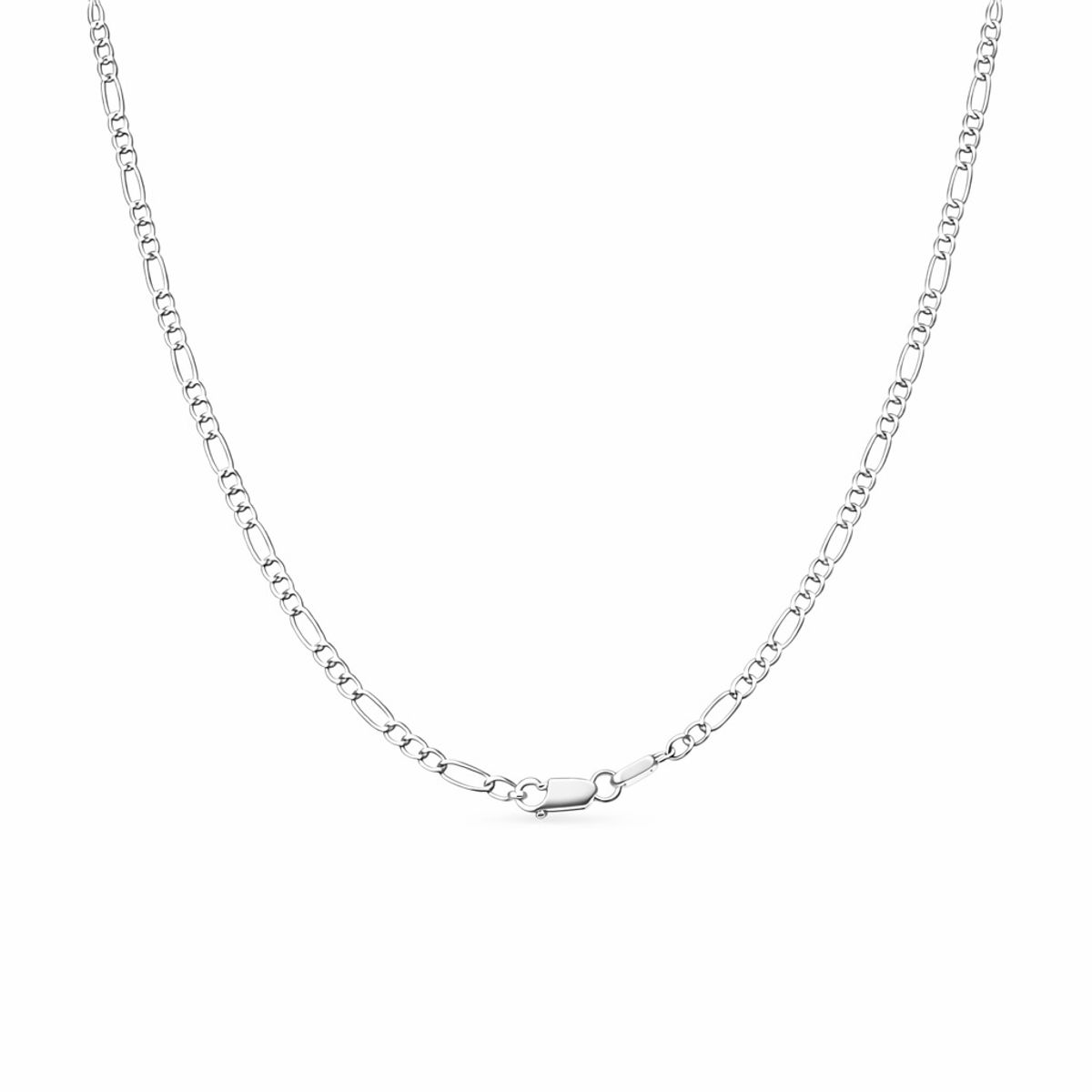 JOYAS MYTOKE - Cadena Figaro 80cm Larga Plata Fina 925 Hombre Joven