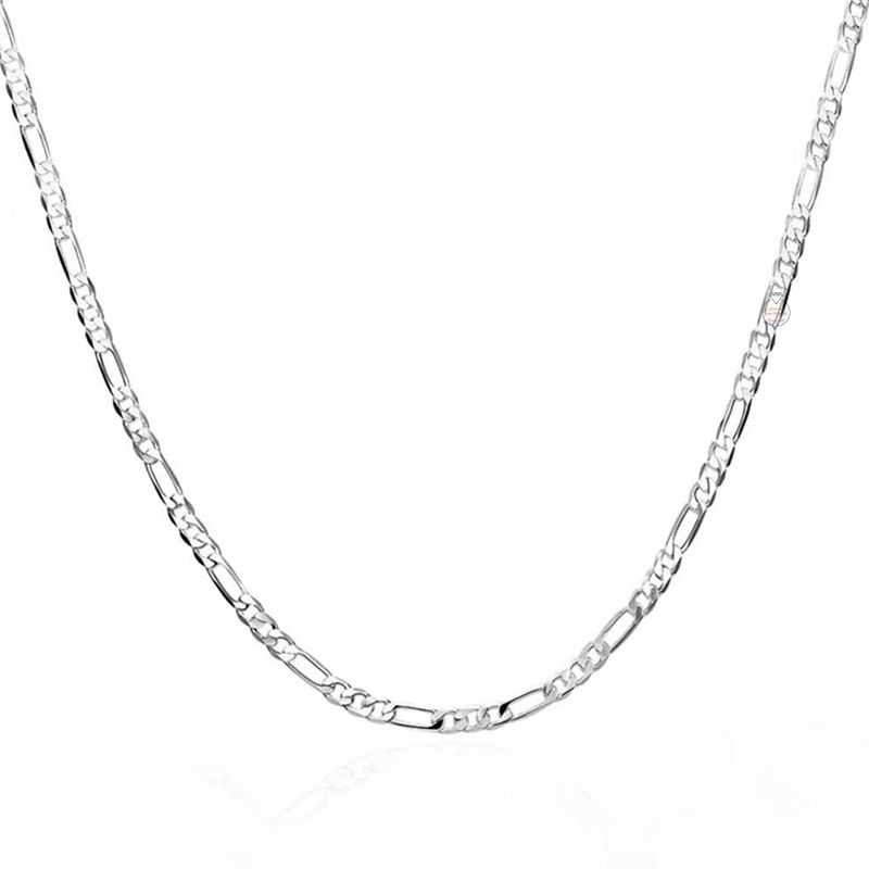 JOYAS MYTOKE - Cadena Figaro 80cm Larga Plata Fina 925 Hombre Joven