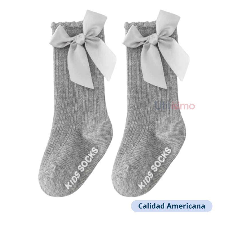 JUMP KIDS - Pack 1 Calcetin Gris Con Lazo Niña Jump Kids 100% Algodón