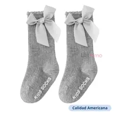 JUMP KIDS - Pack 1 Calcetin Gris Con Lazo Niña 100% Algodón