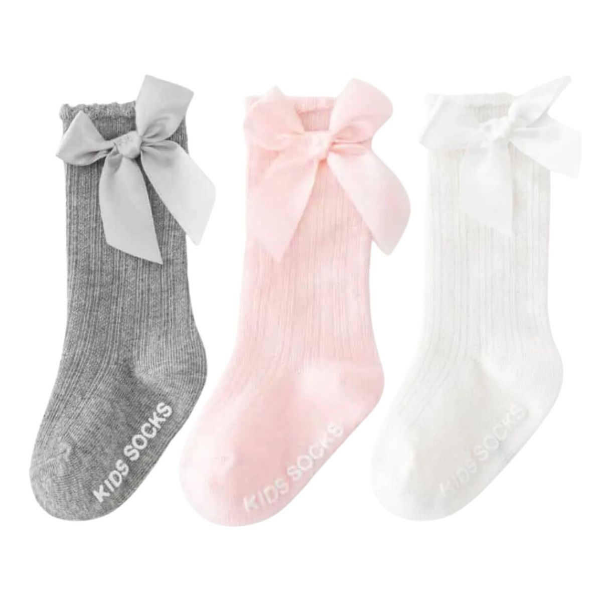 JUMP KIDS - Pack 3 Calcetines Gris Con Lazo Niña Jump Kids 100% Algodón