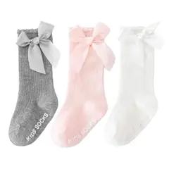 JUMP KIDS - Pack 3 Calcetines Gris Con Lazo Niña 100% Algodón