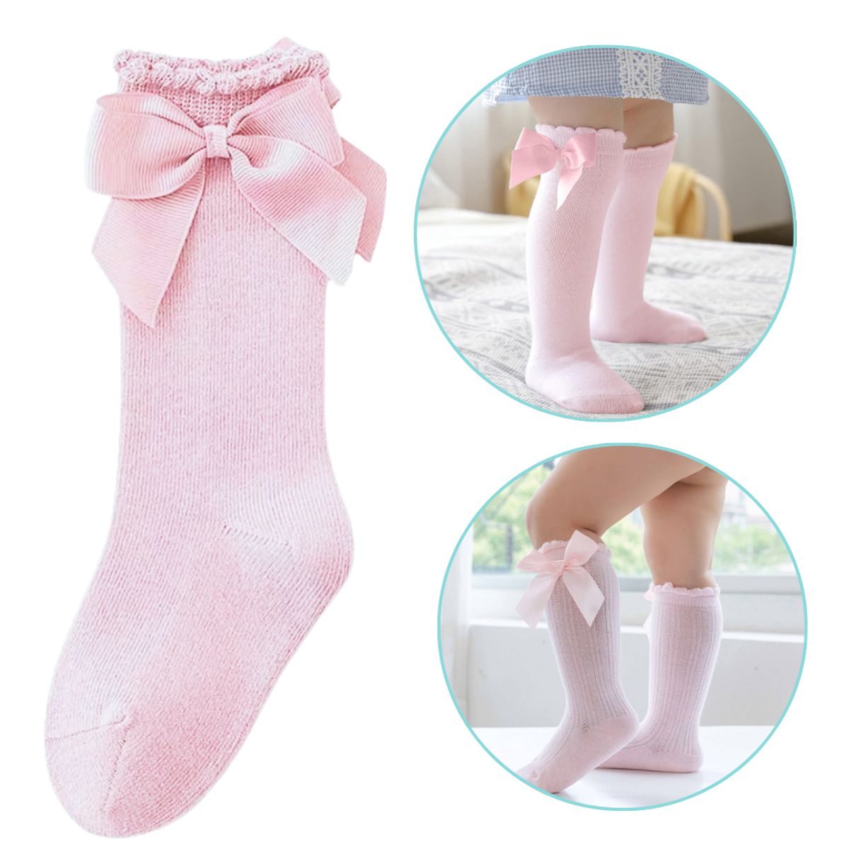 JUMP KIDS - Pack 3 Calcetines Rosa Con Lazo Niña Jump Kids 100% Algodón
