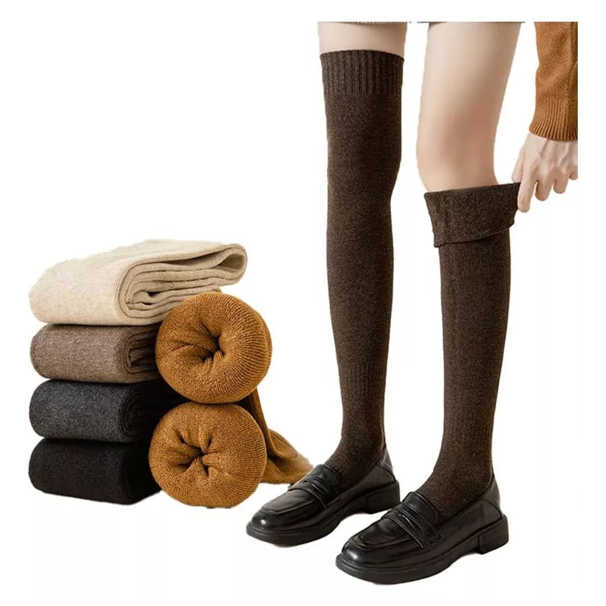 EVERSO - Pack 12 Medias Bucaneras Calcetines Largas Sobre La Rodilla