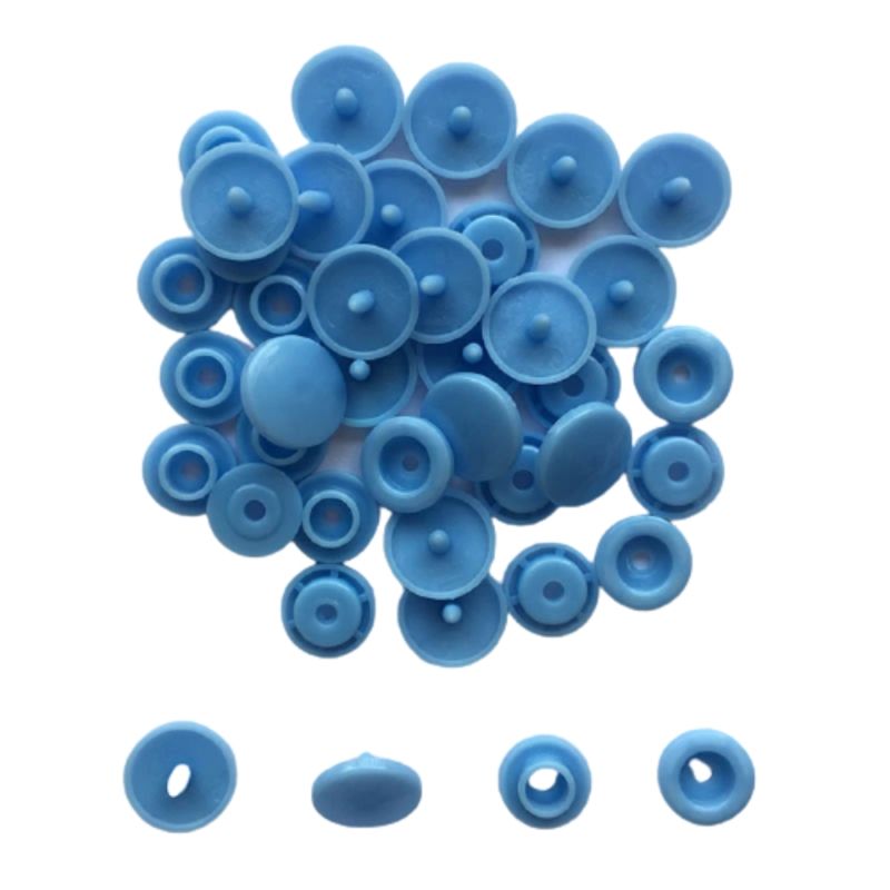 GENERICO - Set 1000 botones snaps plásticos a presión color celeste