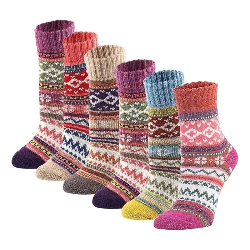 EVERSO - Pack 6 Calcetines De Lana Gruesos Y Cálidos En Invierno