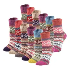 EVERSO - Pack12 Calcetin Invierno Lana Térmicos Grueso Sin Costura Mujer