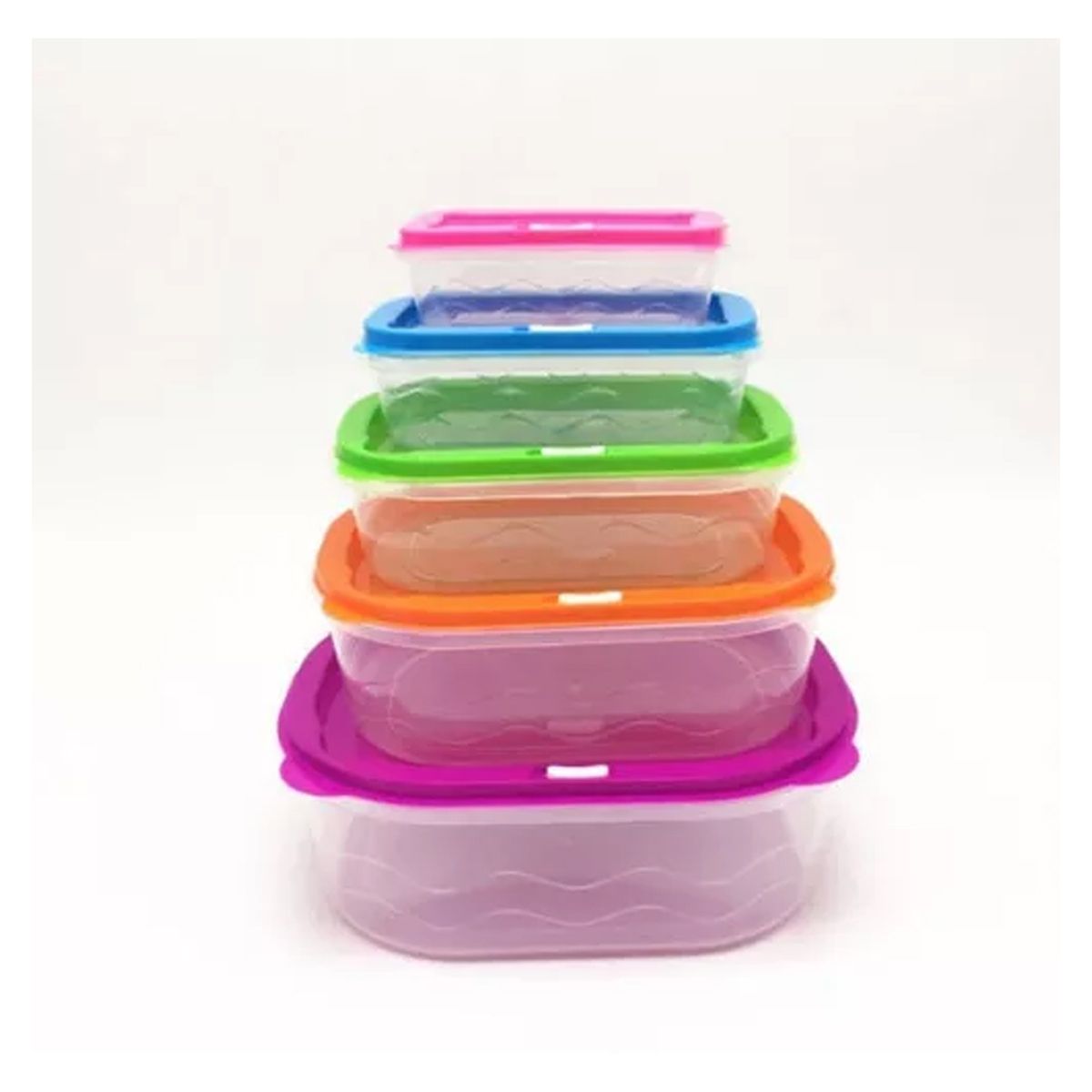 GENERICO - Set 5 Taper Cuadrado Tupper Hermético Microonda Cocina Nevera