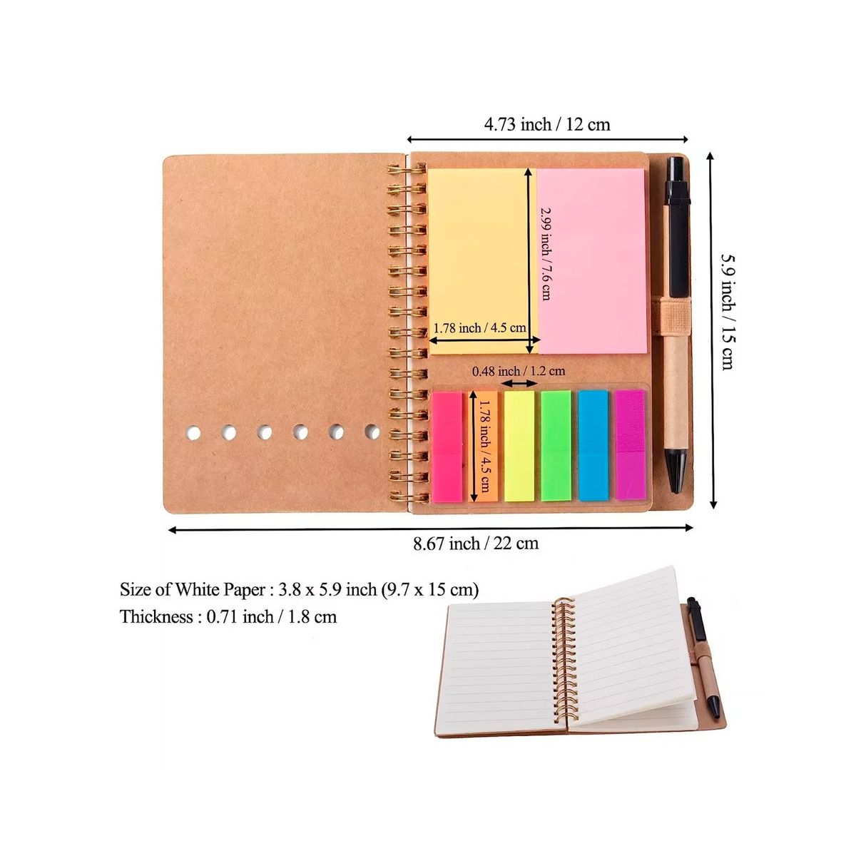 GENERICO - 4pc Cuaderno Inteligente 70 Hojas Con Pluma Y Notas Adhesiv