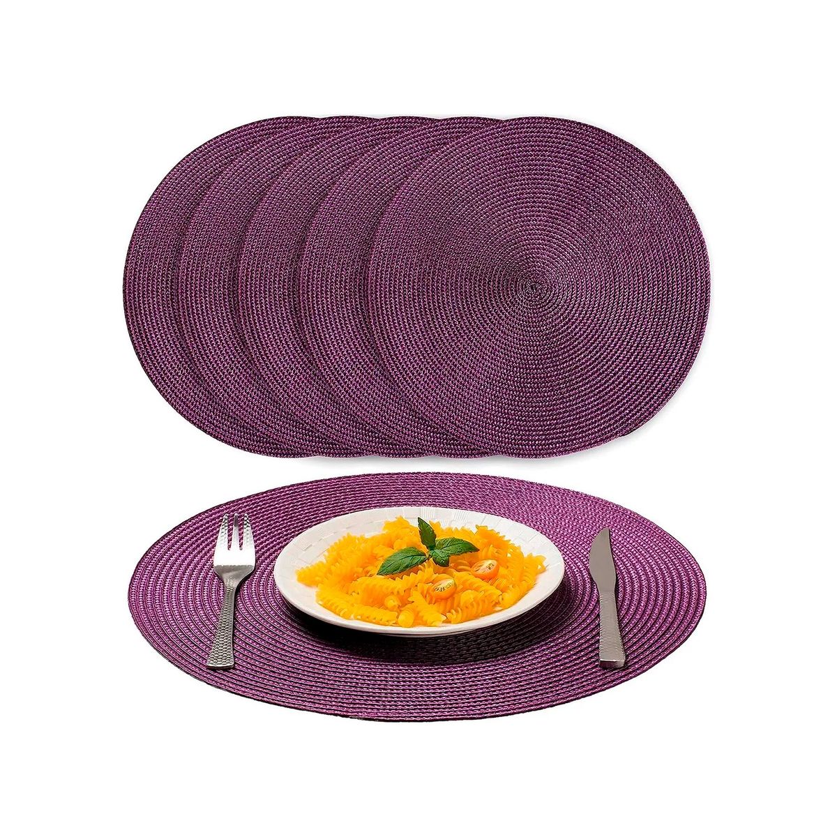 GENERICO - Set De 6 Individuales Redondos Trenzados 38 Cm