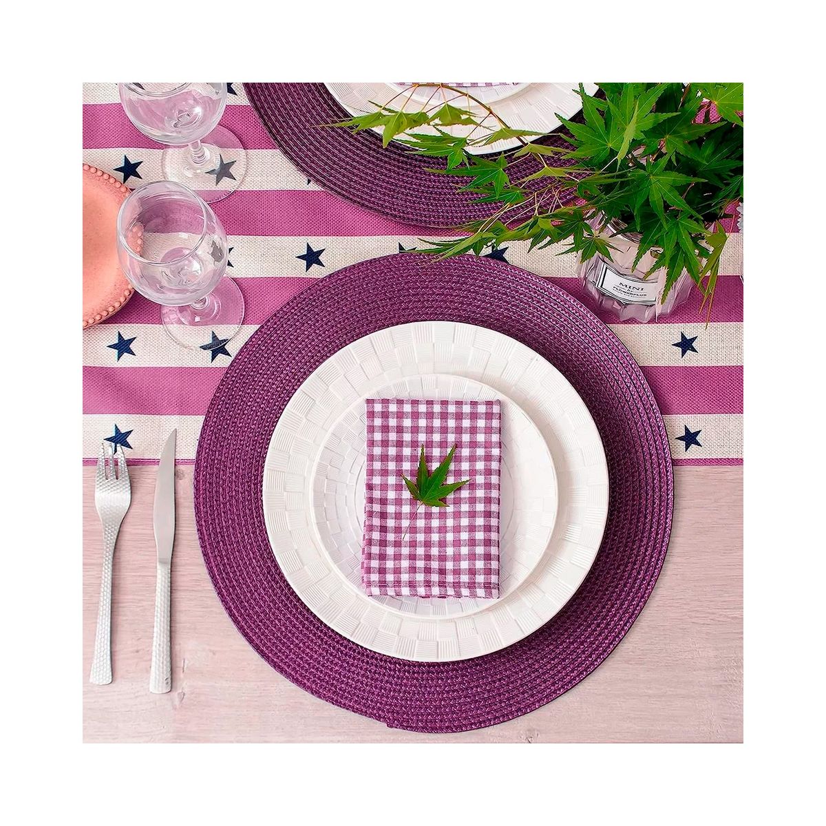 GENERICO - Set De 6 Individuales Redondos Trenzados 38 Cm