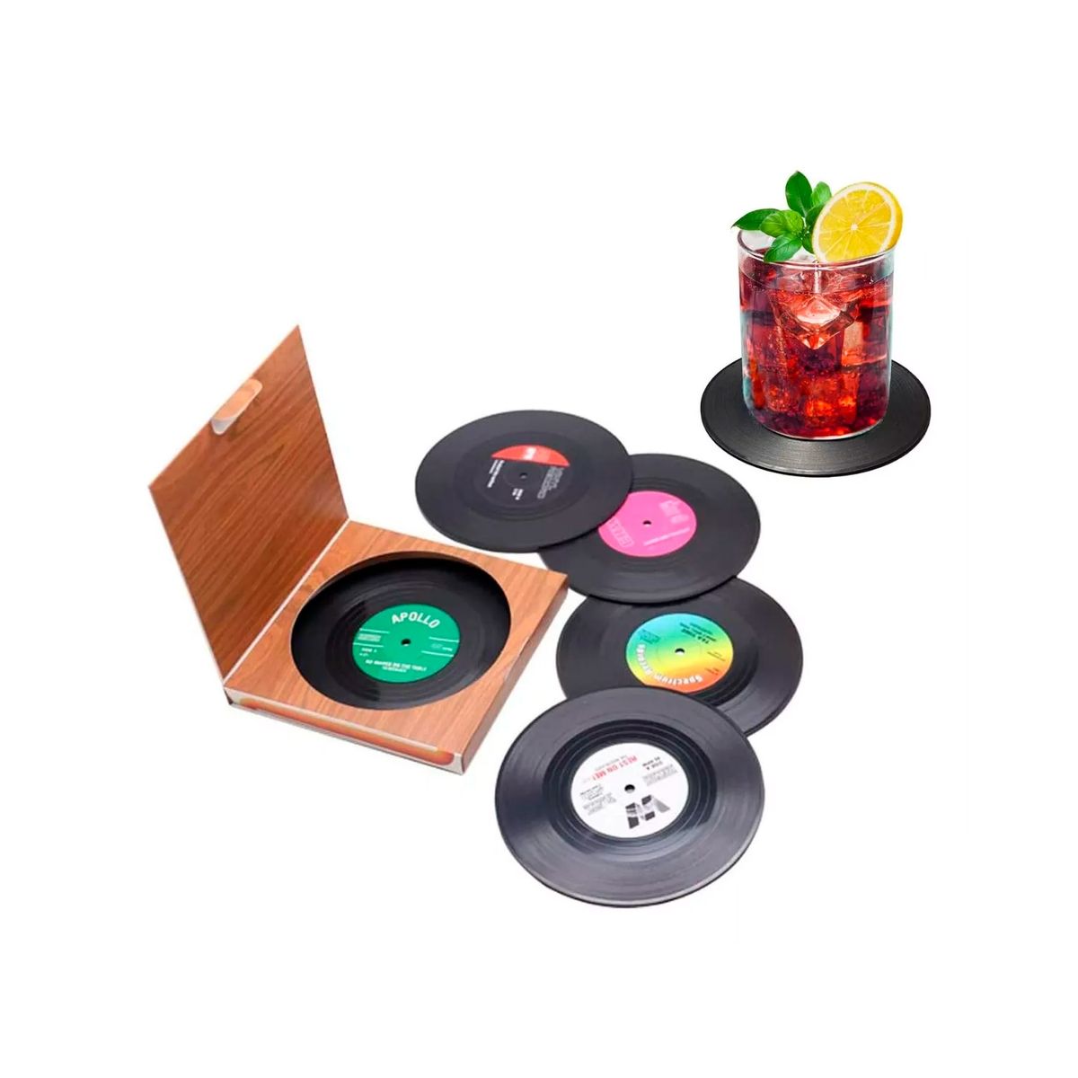 GENERICO - Posavasos De Vinilos - 6 Posavasos De Disco Moda Estilo Bar