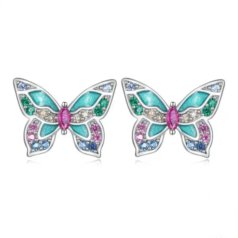 LA GARZA - Aros Plata Mariposa Esmaltada Mujer