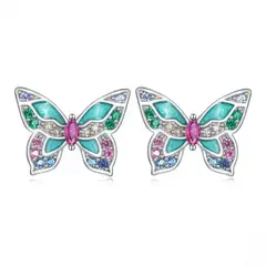 LA GARZA - Aros Plata Mariposa Esmaltada Mujer