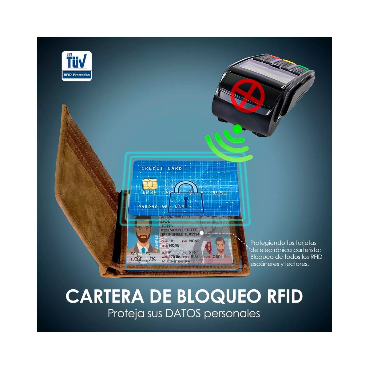 GENERICO - Billetera Tarjetero Cuero Para Hombre Rfid Ultra Delgada