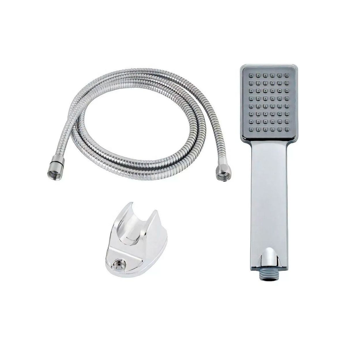 GENERICO - Kit Ducha Teléfono Manguera Flexible Soporte Cromado Color Plateado