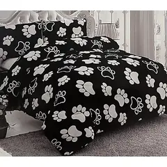 DIANA - COBERTOR NEGRO DISEÑO PATITAS BLANCA PLUSH CON CHIPORRO 2 PLAZA