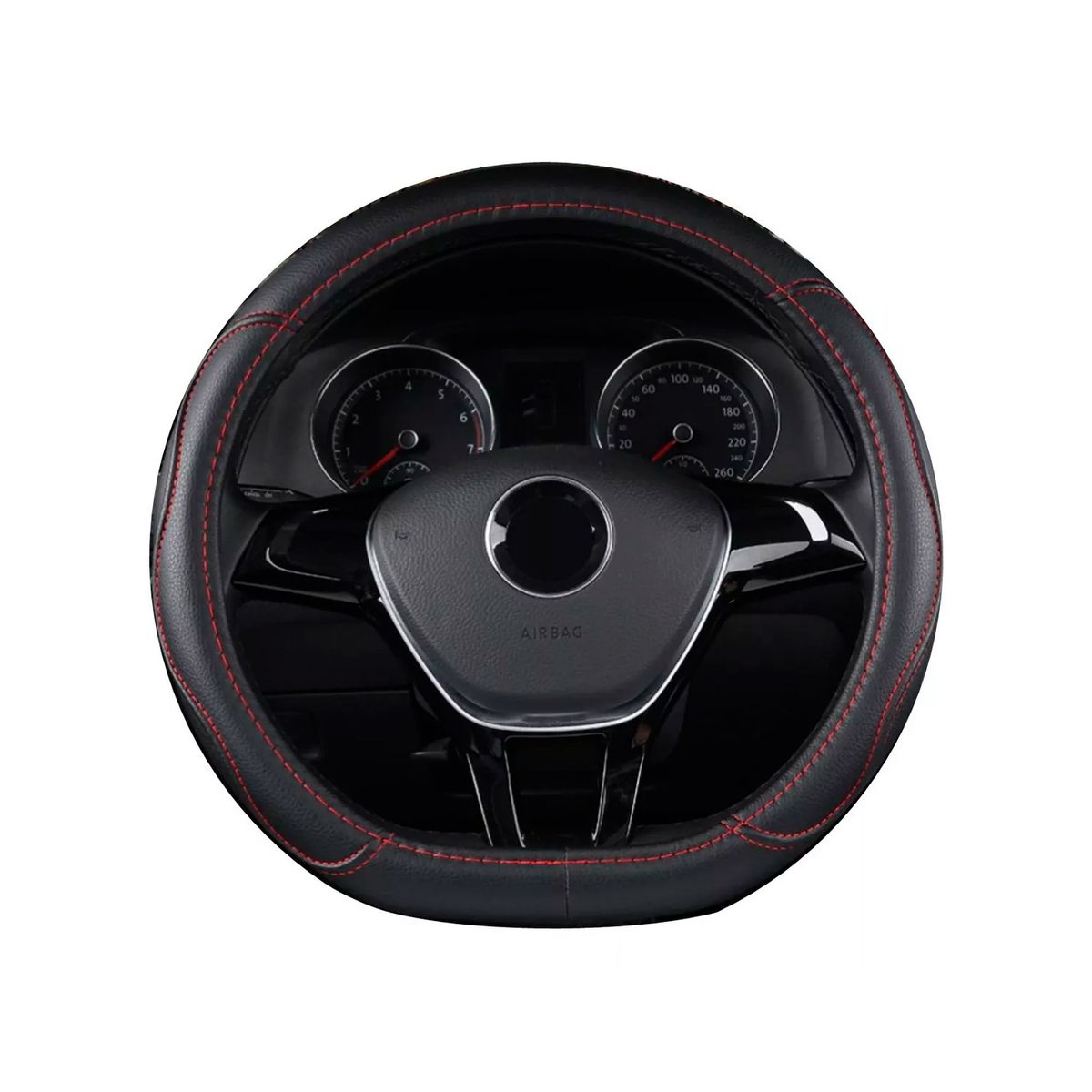 GENERICO - Funda Cubre Volante Tipo D Rojo Eco Cuero Antideslizante