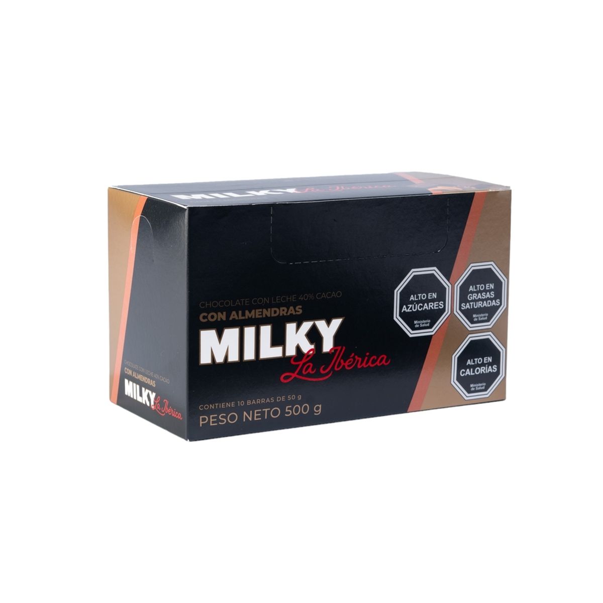 LA IBERICA - PACK X10 CHOCOLATE EN BARRA MILKY ALMENDRA 50G