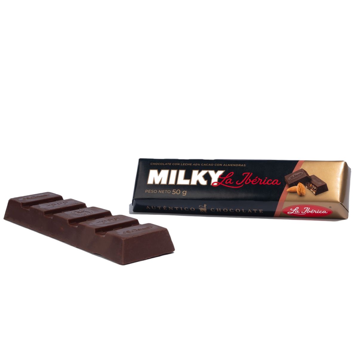 LA IBERICA - PACK X20 CHOCOLATE EN BARRA MILKY ALMENDRA 50G