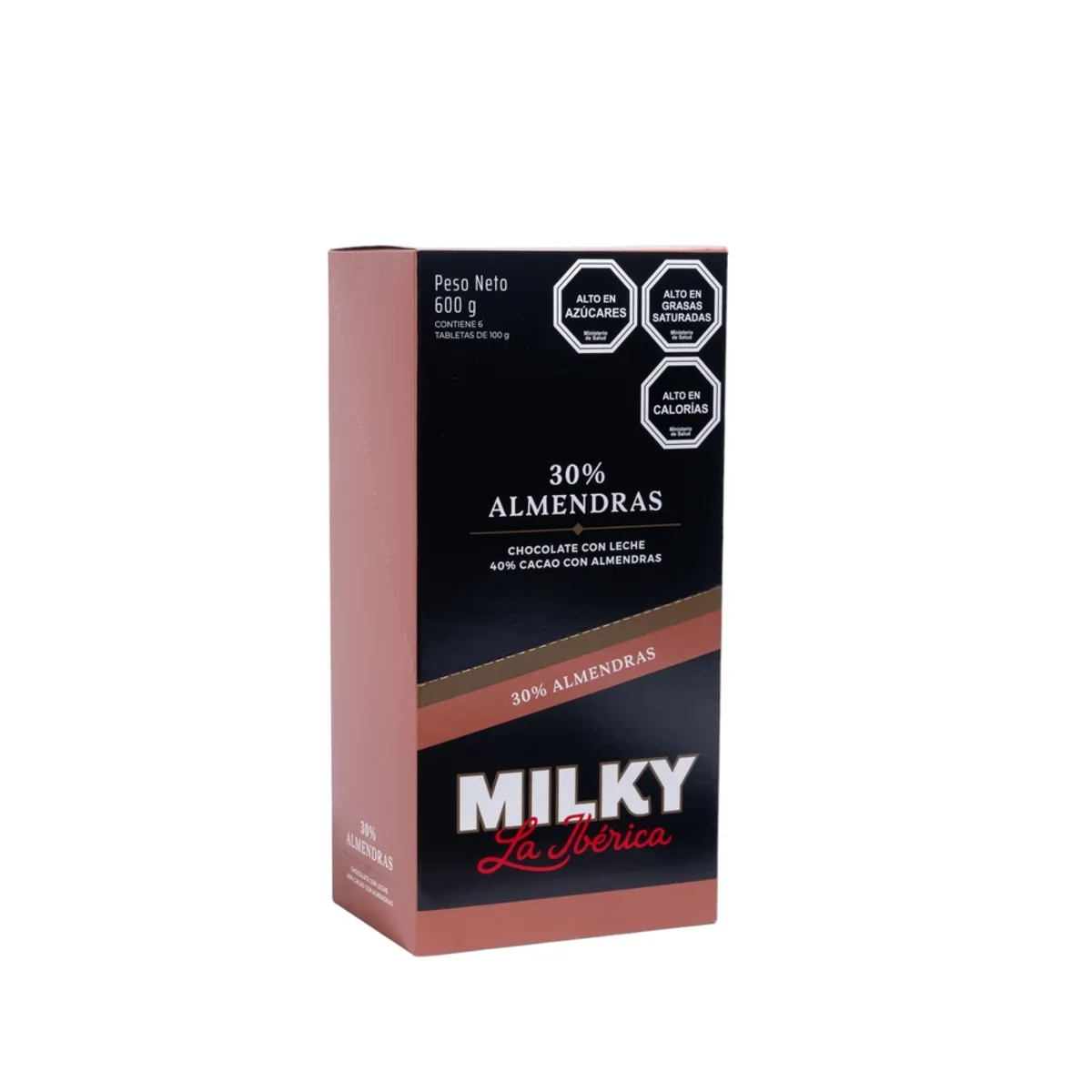 LA IBERICA - PACK X6 CHOCOLATE EN BARRA MILKY ALMENDRAS 100G