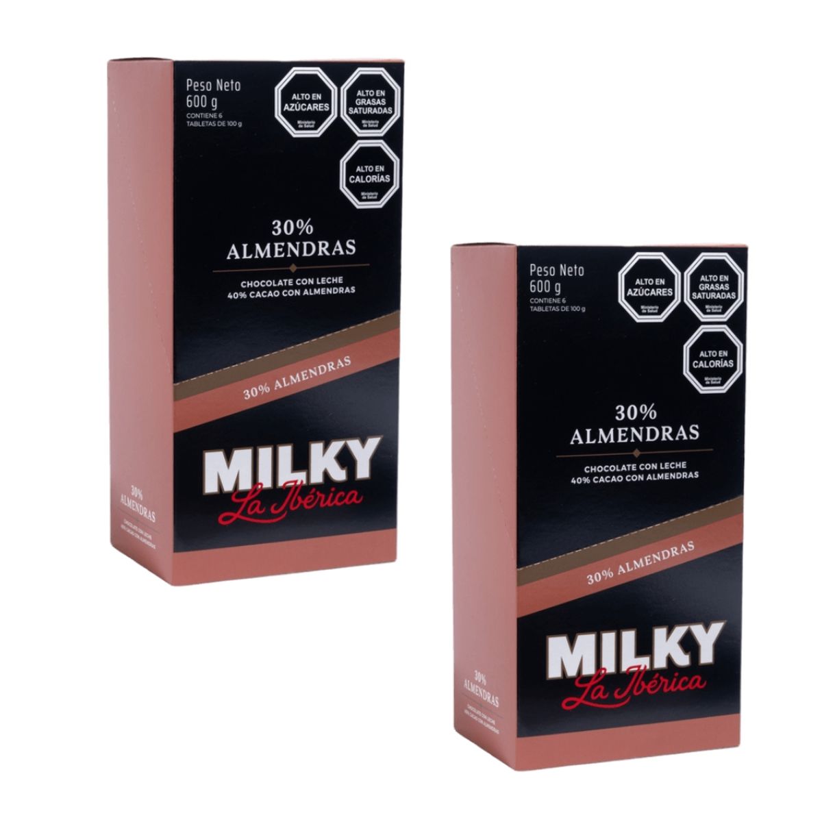 LA IBERICA - PACK X12 CHOCOLATE EN BARRA MILKY ALMENDRAS 100G