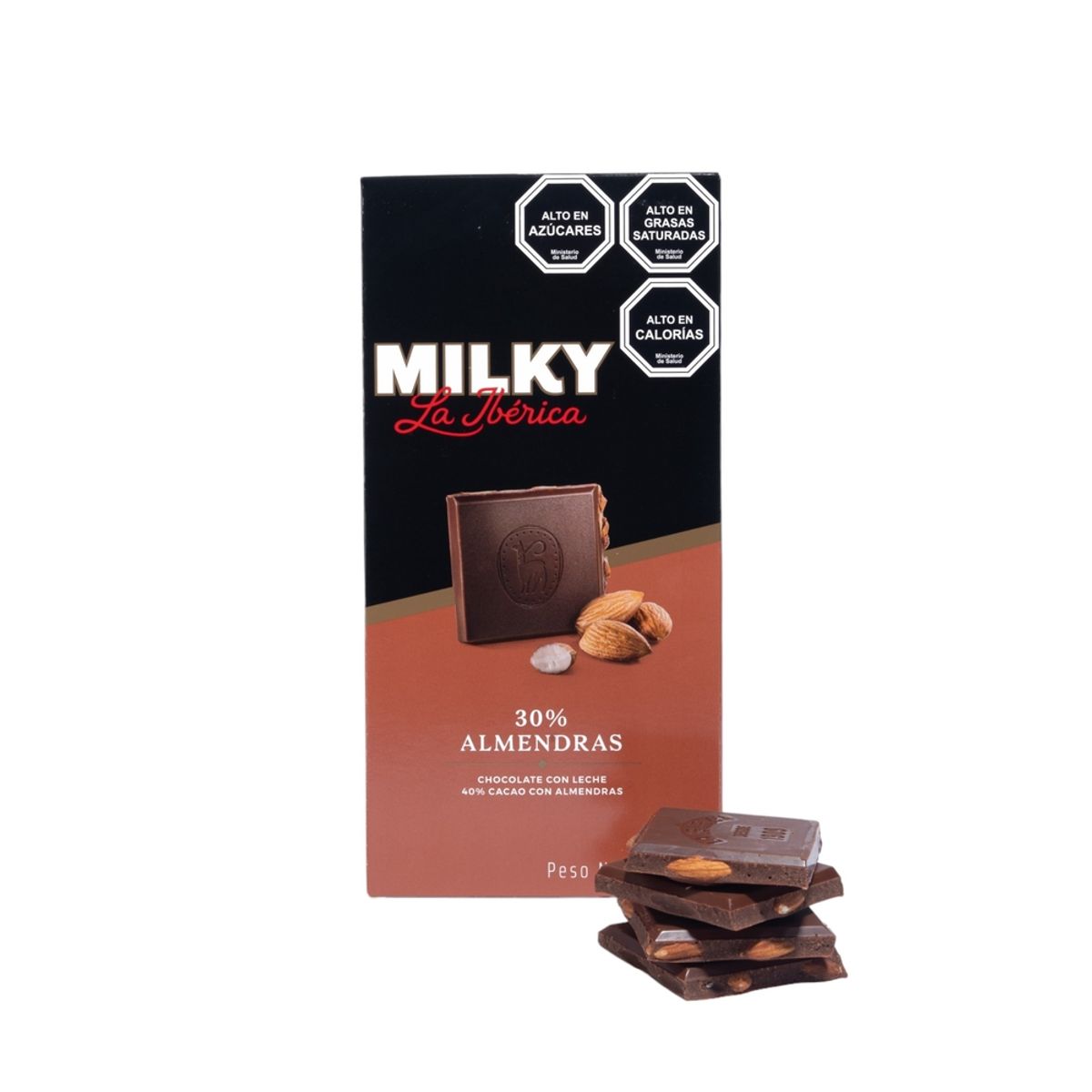 LA IBERICA - PACK X12 CHOCOLATE EN BARRA MILKY ALMENDRAS 100G