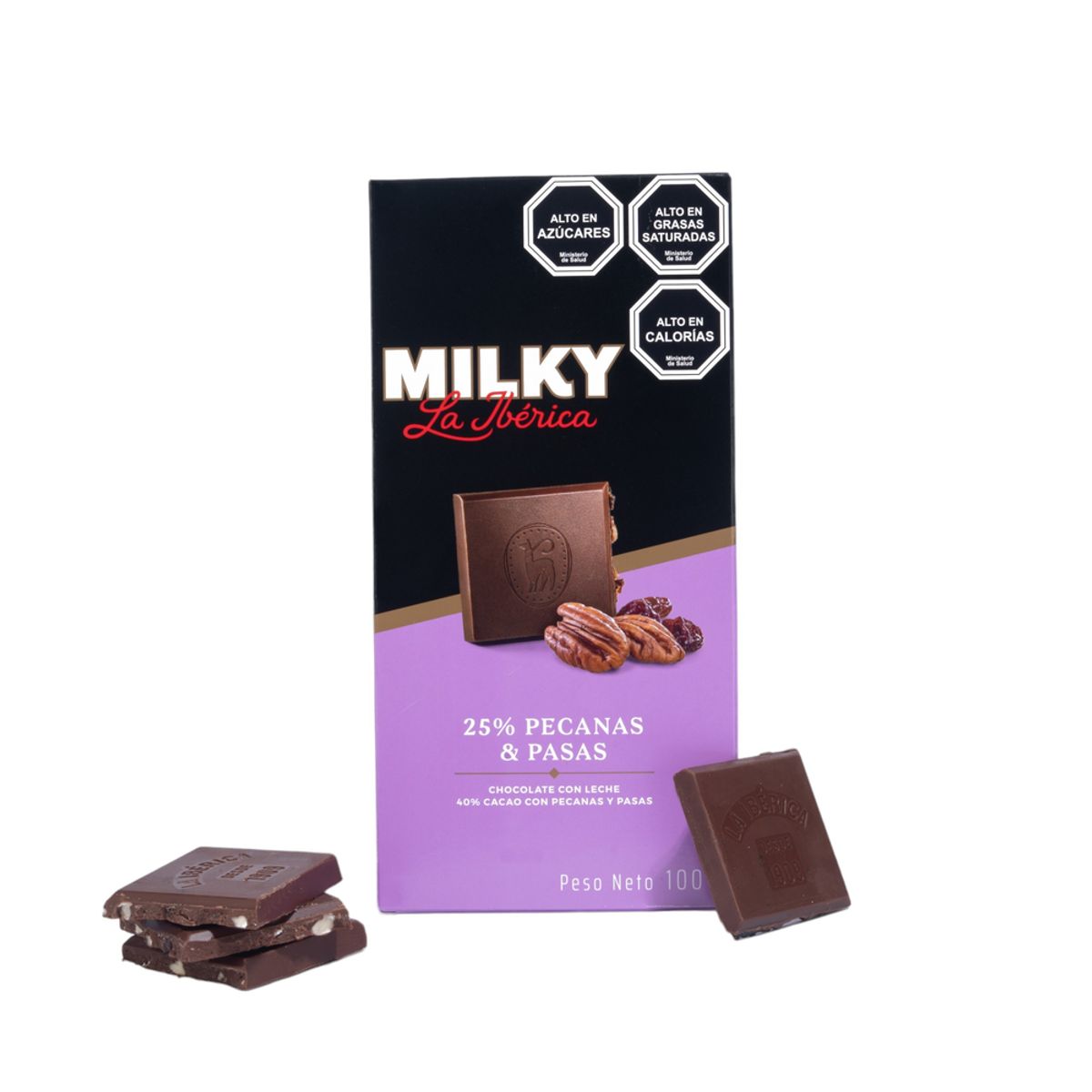 LA IBERICA - CHOCOLATE EN BARRA MILKY PECANAS Y PASAS 100G LA IBÉRICA