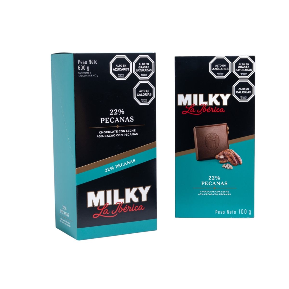 LA IBERICA - PACK X 6 CHOCOLATE EN BARRA MILKY PECANAS 100G LA IBÉRICA