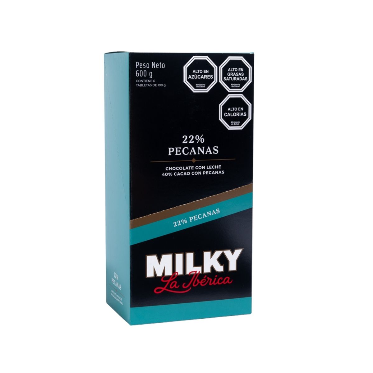 LA IBERICA - PACK X 6 CHOCOLATE EN BARRA MILKY PECANAS 100G LA IBÉRICA