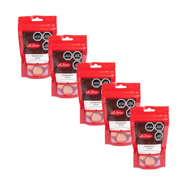 LA IBERICA - PACK X5 BOMBONES DE CHOCOLATE COCO 100G