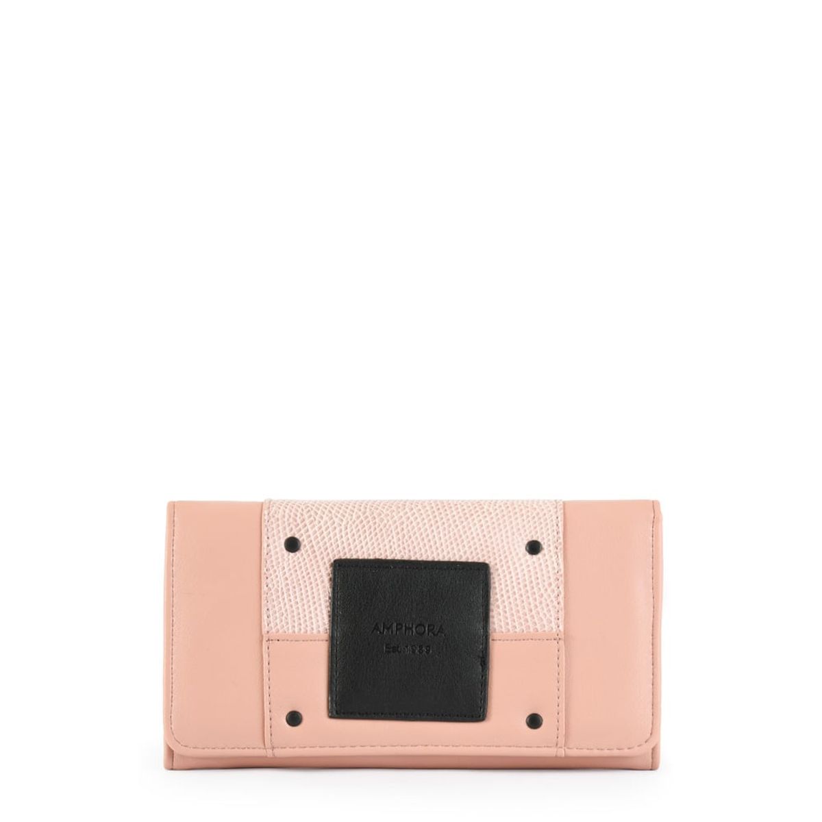 AMPHORA - Chequera con flap halein rosa viejo