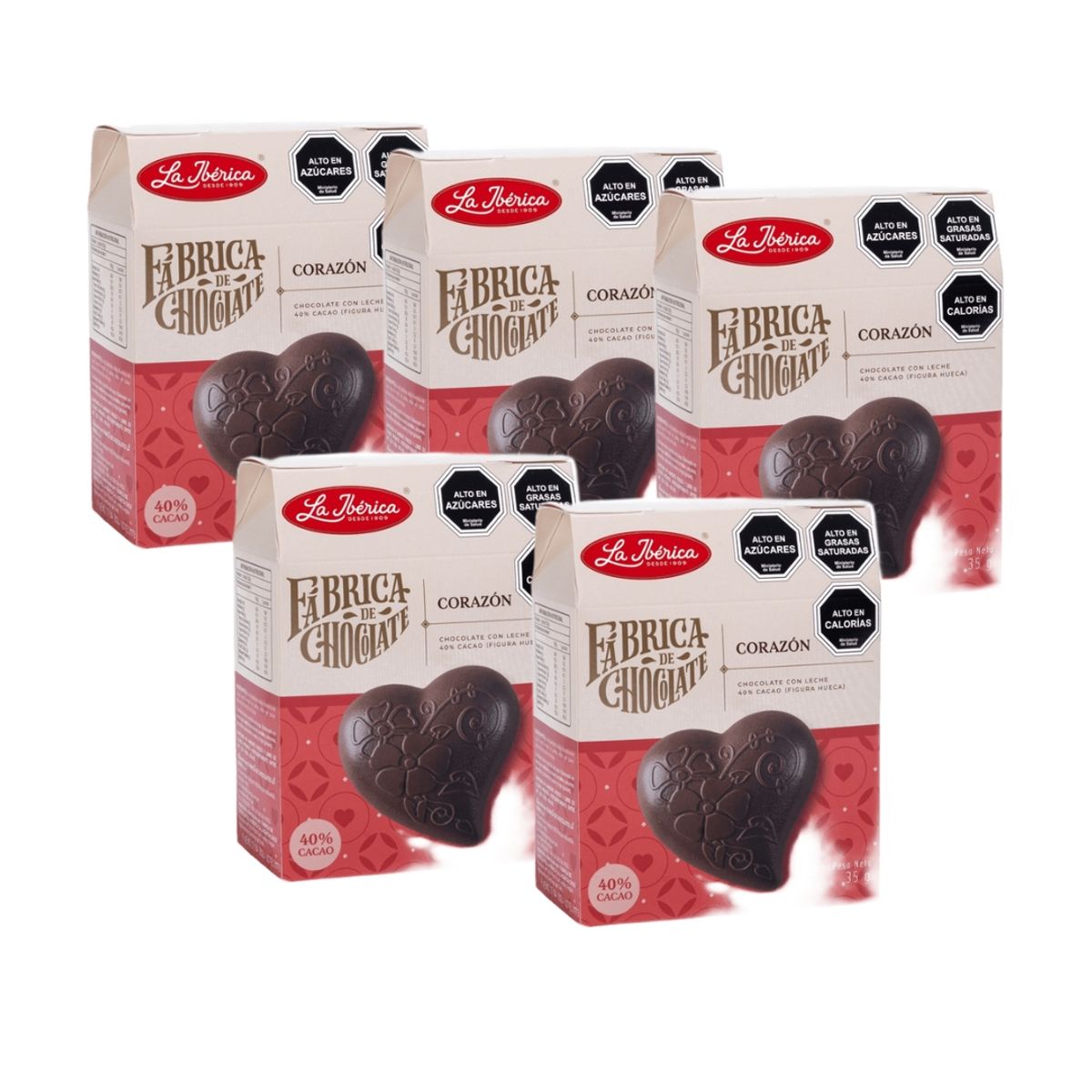 LA IBERICA - PACK X5 CORAZÓN DE CHOCOLATE 35G LA IBÉRICA