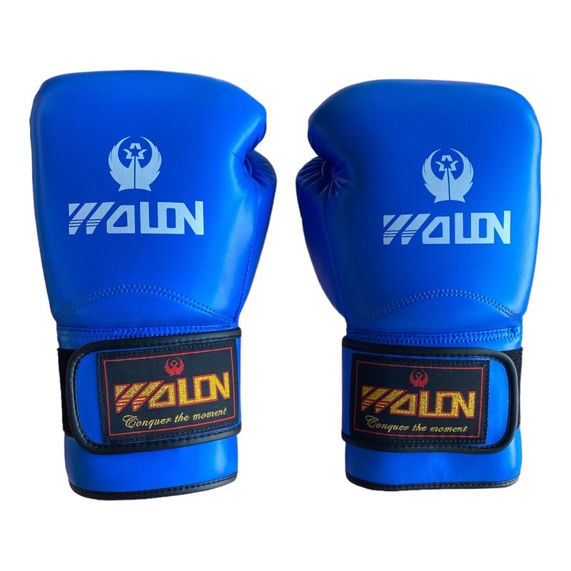 GYMHOME - Guantes de Box Cuero Premium Azul Wolon T-16