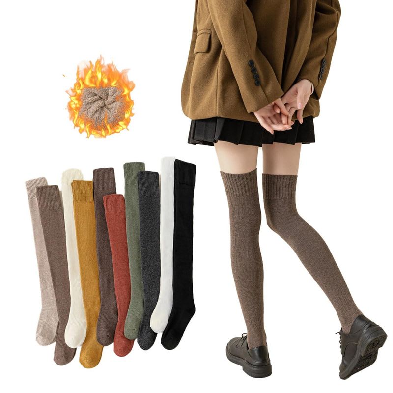 EVERSO - Pack 12 Calcetines Sobre La Rodilla Medias Largas Moda Mujer